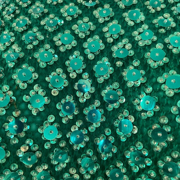 Emerald green sequin top made in Hong Kong vintage 60s size 14 - Picture 4 of 4